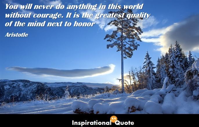 Aristotle – You will never do anything in this world without courage. It is the greatest quality of the mind next to honor
