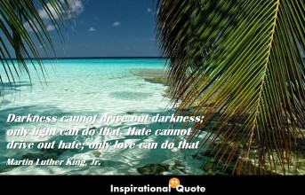 Martin Luther King, Jr. – Darkness cannot drive out darkness; only light can do that. Hate cannot drive out hate; only love can do that