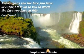 Coco Chanel – Nature gives you the face you have at twenty; it is up to you to merit the face you have at fifty
