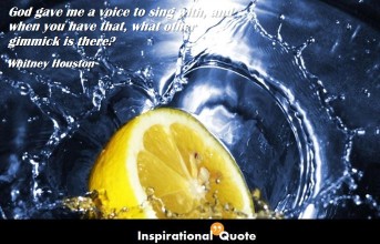 Whitney Houston – God gave me a voice to sing with, and when you have that, what other gimmick is there?