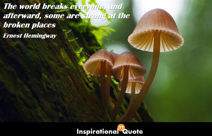 Ernest Hemingway – The world breaks everyone, and afterward, some are strong at the broken places